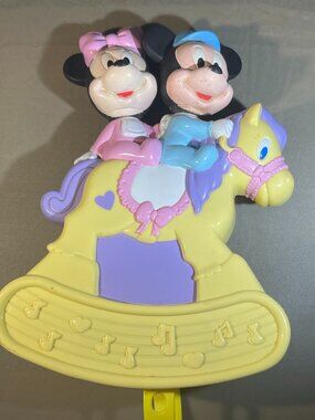 Vintage Disney Arco Baby Mickey & Minnie Mouse Rocking Horse Crib Musical (864)